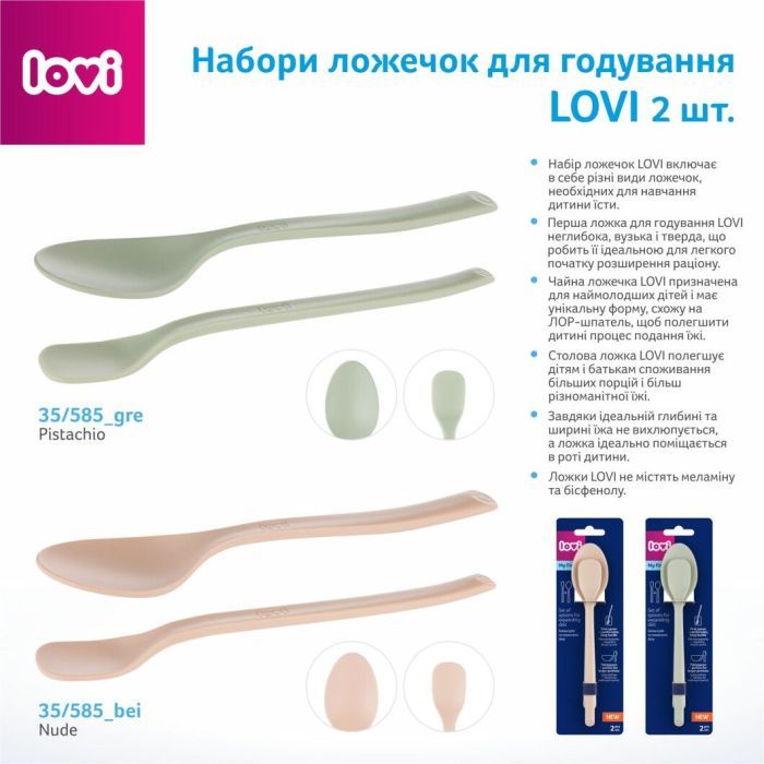 Набір дитячого посуду Lovi Pistachio ложечки для годування 2 шт. (35/585_gre) зображення 4