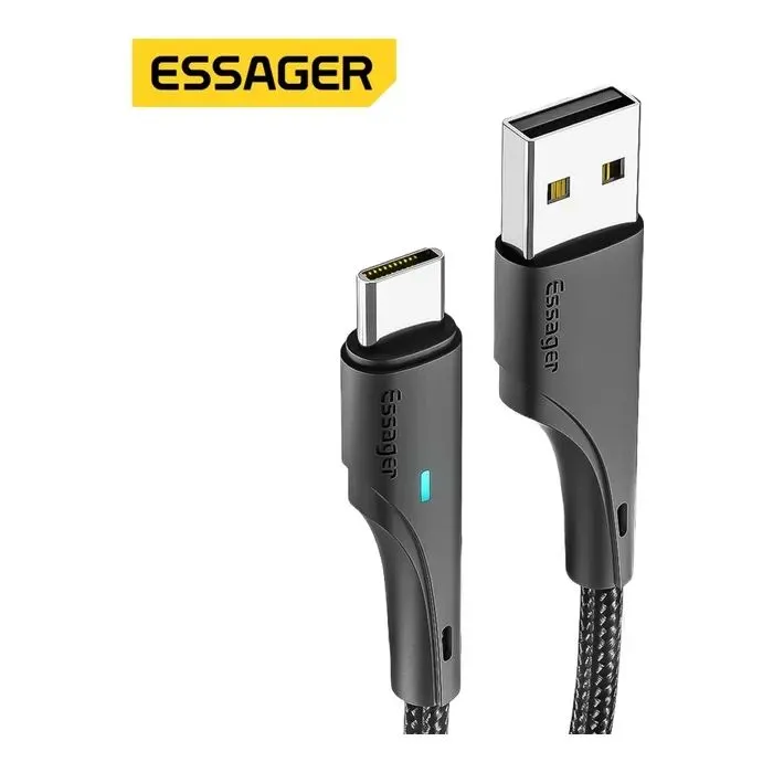 Дата кабель USB 2.0 AM to USB-C 1.0m 3A black Essager (EXCT-LS01)