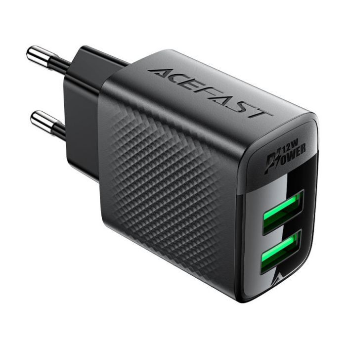 Зарядное устройство Acefast 2xUSB 12W A86 black (6974316283270) изображение 2