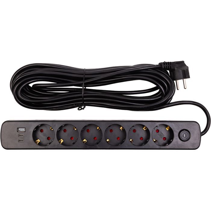 Сетевой фильтр питания PowerPlant 3м, 6 розеток, USB (YS-N6086/3c) (EX610662) изображение 2