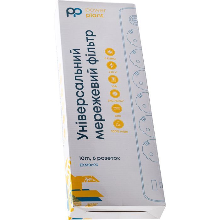 Сетевой фильтр питания PowerPlant 3м, 6 розеток, USB (YS-N6086/3c) (EX610662) изображение 4