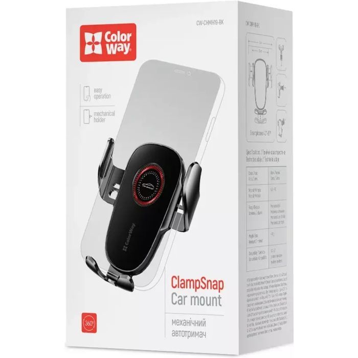 Универсальный автодержатель ColorWay ClampSnap Holder Black (CW-CHMH19-BK) изображение 4