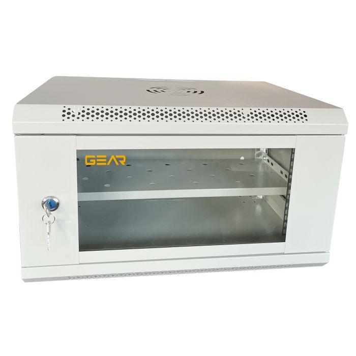 Шкаф настенный GEAR 6U 19" 530x400x300 мм, + полка, grey (GWMSN-6U-530-400G)