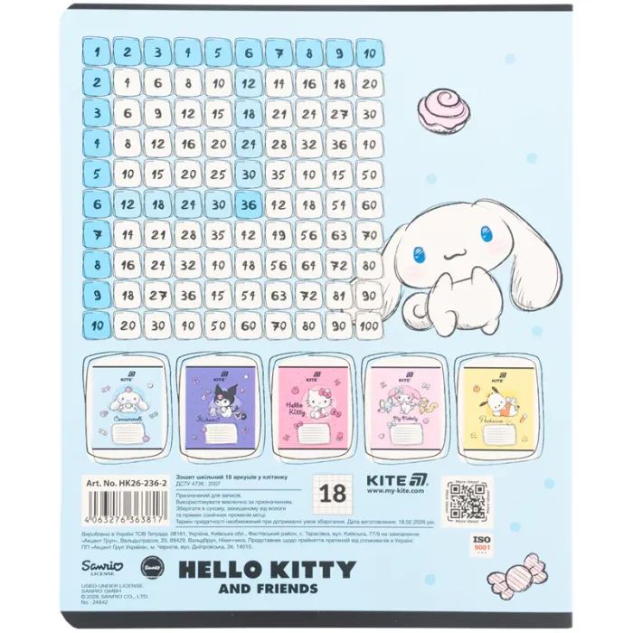 Тетрадь Kite Hello Kitty, 18 листов, клетка (HK26-236-2) изображение 5