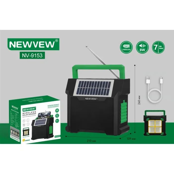 Акустическая система NEWVEW NV-9153 Solar Panel/BT/USB/TF/FM Orange (NWVW-NV-9153-OR) изображение 4