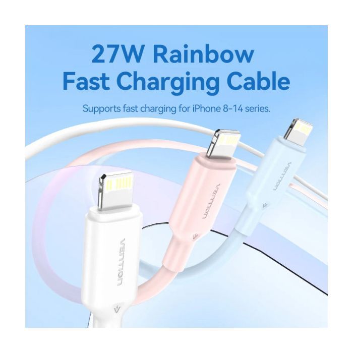 Дата кабель USB-C to Lightning 1.0m PD27W PVC blue Vention (LAKSF) изображение 2