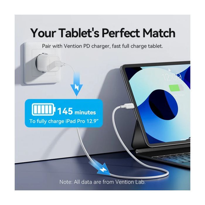 Дата кабель USB-C to Lightning 1.0m PD27W PVC blue Vention (LAKSF) изображение 5