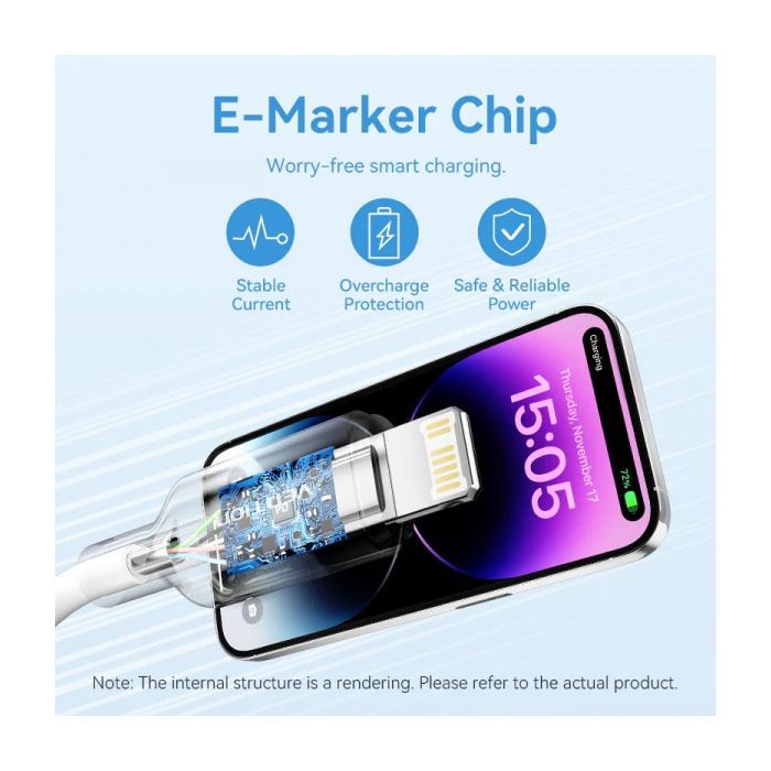 Дата кабель USB-C to Lightning 1.0m PD27W PVC blue Vention (LAKSF) изображение 6