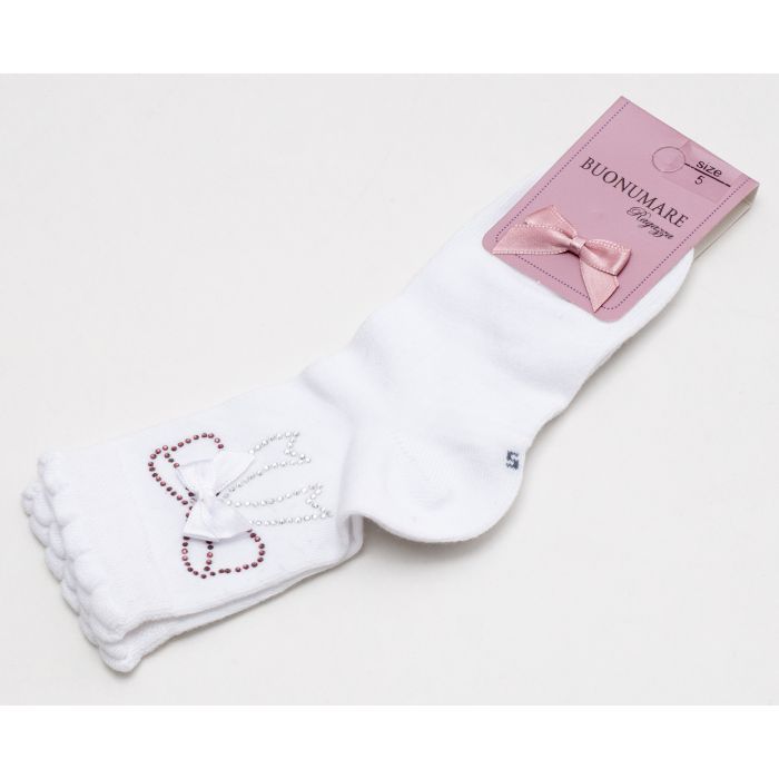 Носки детские BNM с бантиками из страз (M0C0102-0808-5G-pink) изображение 2