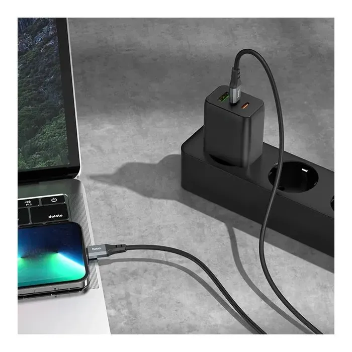 Дата кабель USB-C to Lightning 1.0m PD silicone X86 black HOCO (6931474777898) изображение 4