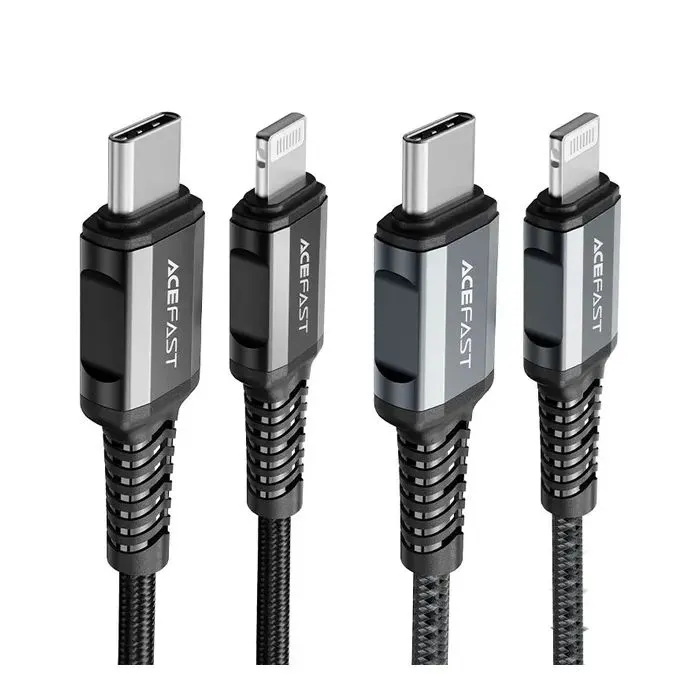 Дата кабель USB-C to Lightning 1.2m 3A nylon black Acefast (6974316280484) изображение 2
