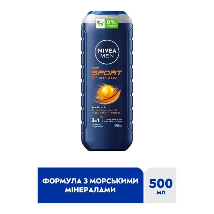 Гель для душа Nivea MEN Sport Shower Gel 500 мл (4005808782734) изображение 3