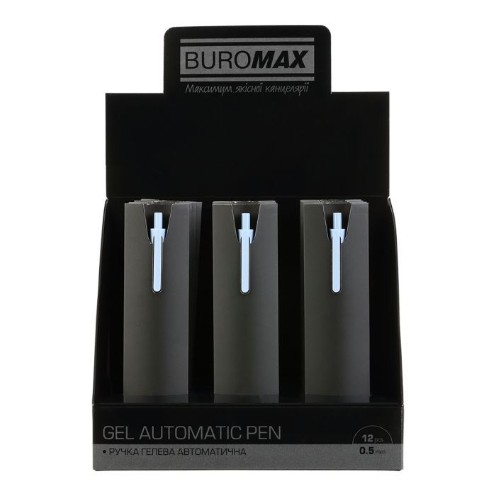 Ручка гелева Buromax автоматична SILK, 0,5 мм, сині чорнила, синя (BM.83100-02) зображення 5