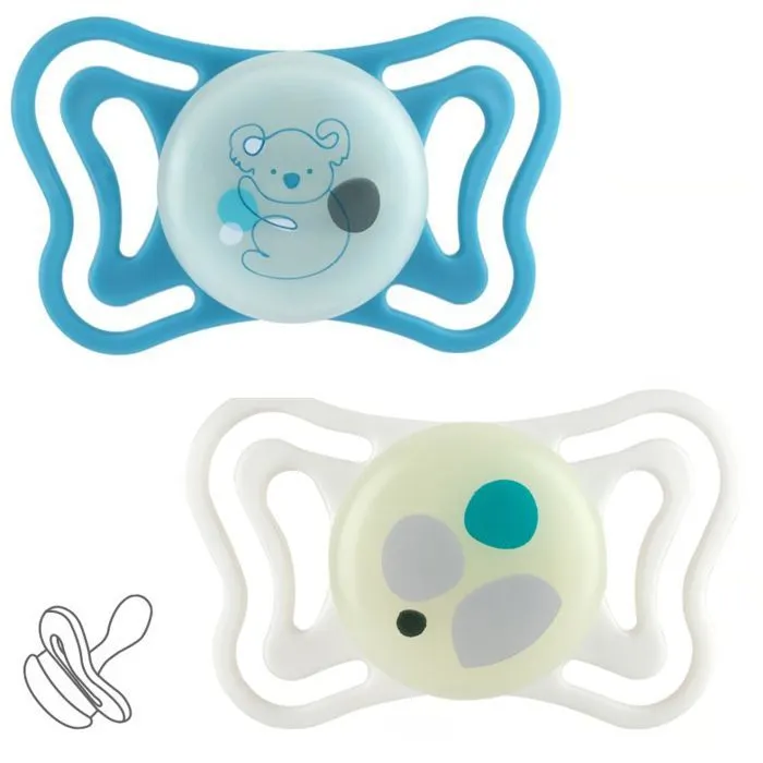 Пустышка Chicco Physio Light силіконова від 16 до 36 місяців 2шт. (люмінесцентна) (71086.40)