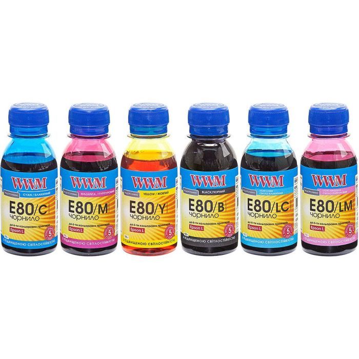 Чернила WWM EPSON L800 B/Y/M/LM/LC 6х100г (E80SET-2)