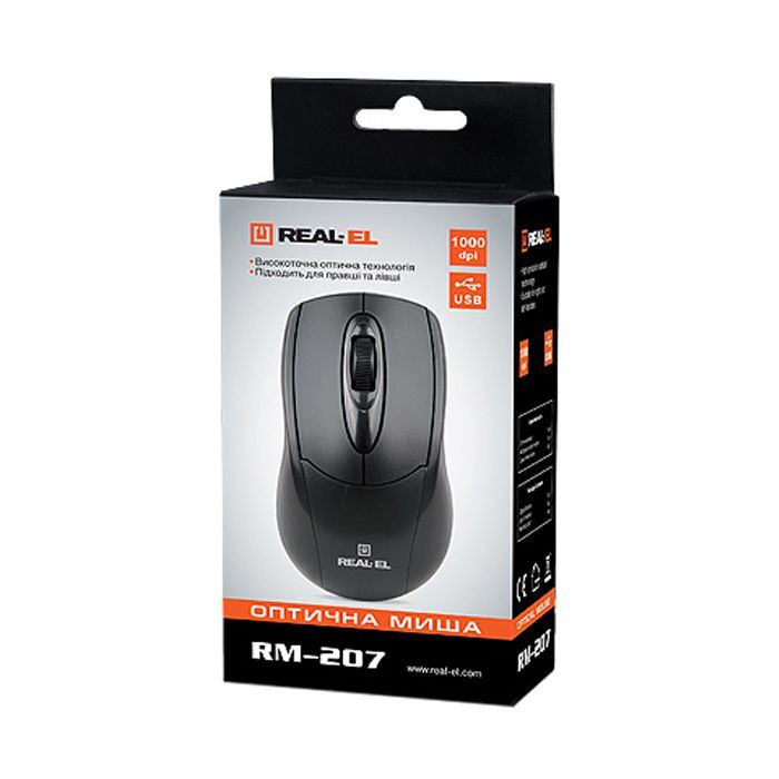 Мишка REAL-EL RM-207, USB, black зображення 4