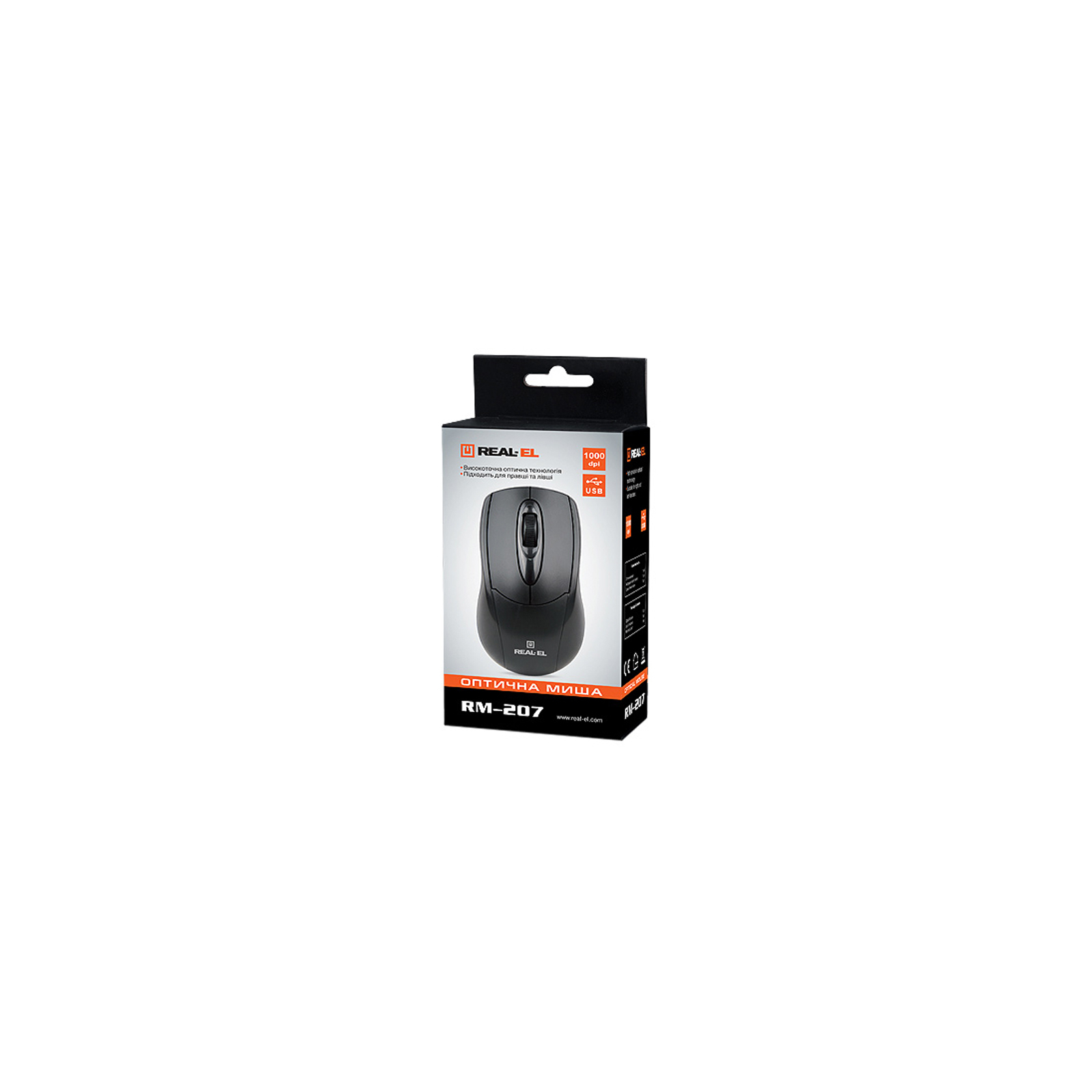 Мишка REAL-EL RM-207, USB, black зображення 4
