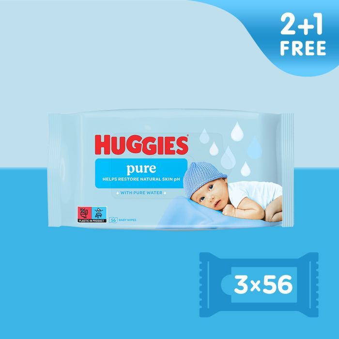 Детские влажные салфетки Huggies Ultra Comfort Pure 56 х 3 шт (5029053550091) изображение 2