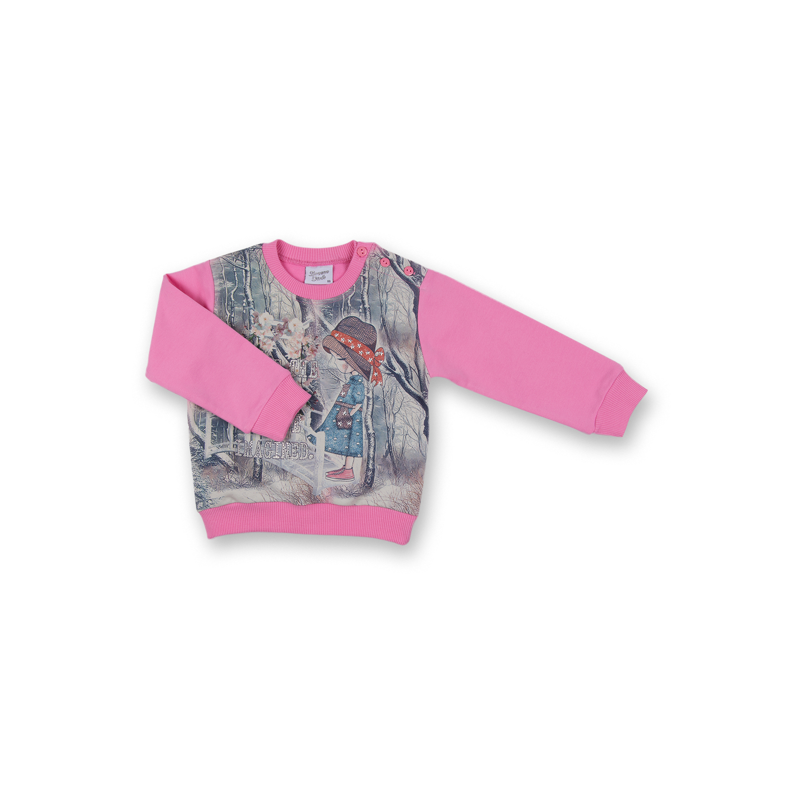 Набор детской одежды Breeze с девочкой и штанишками в цветочек (8075-98/G-pink) изображение 3