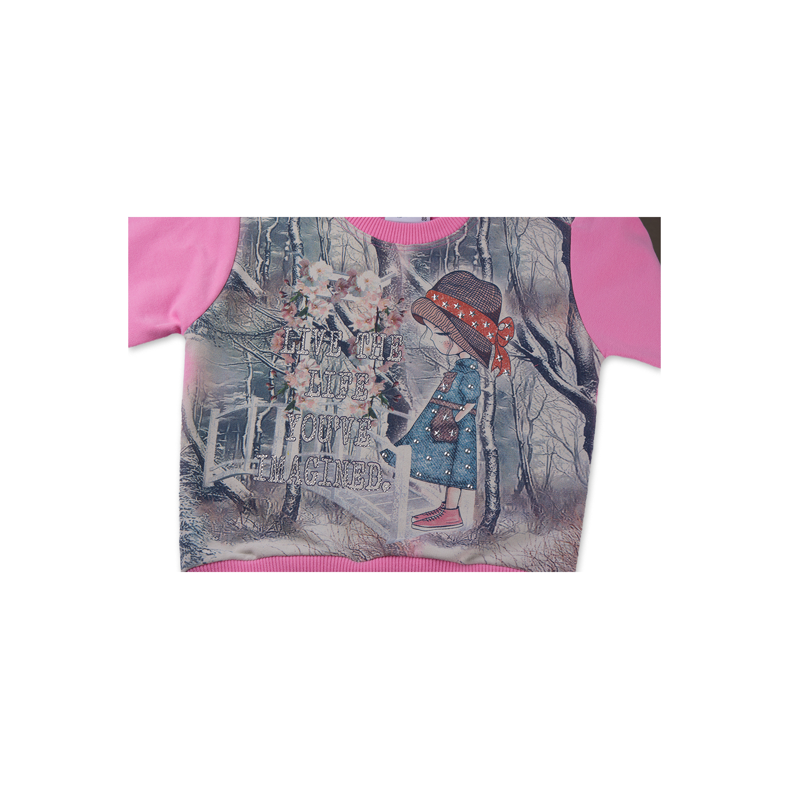 Набор детской одежды Breeze с девочкой и штанишками в цветочек (8075-98/G-pink) изображение 6