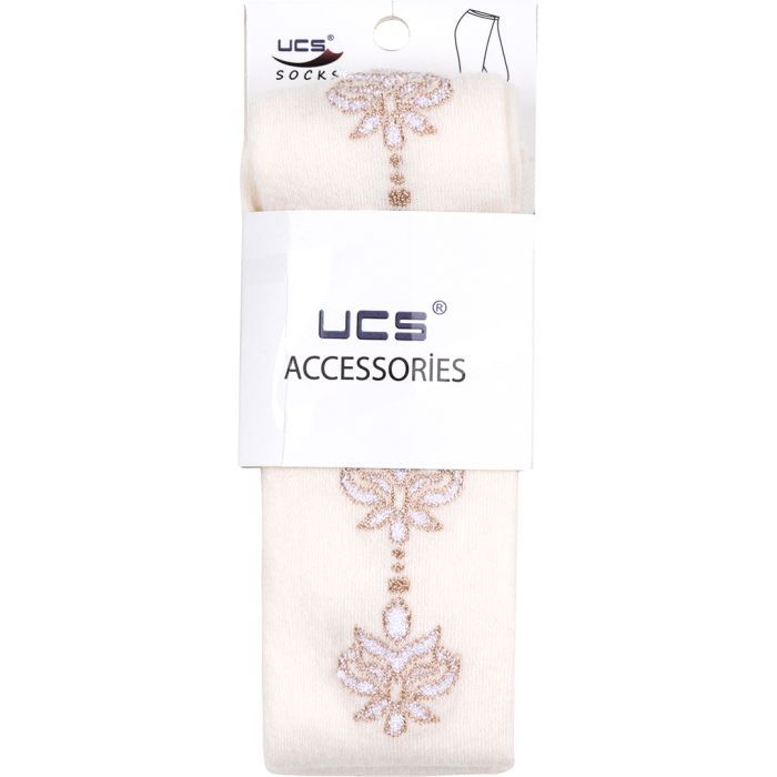Колготки детские UCS Socks с розовыми цветочками по бокам (M0C0301-0876-3G-beige) изображение 4