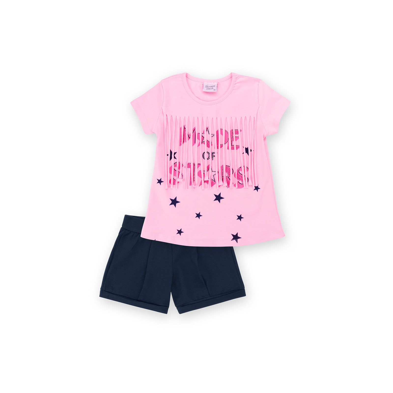 Набір дитячого одягу Breeze футболка із зірочками з шортами (9036-104G-pink)