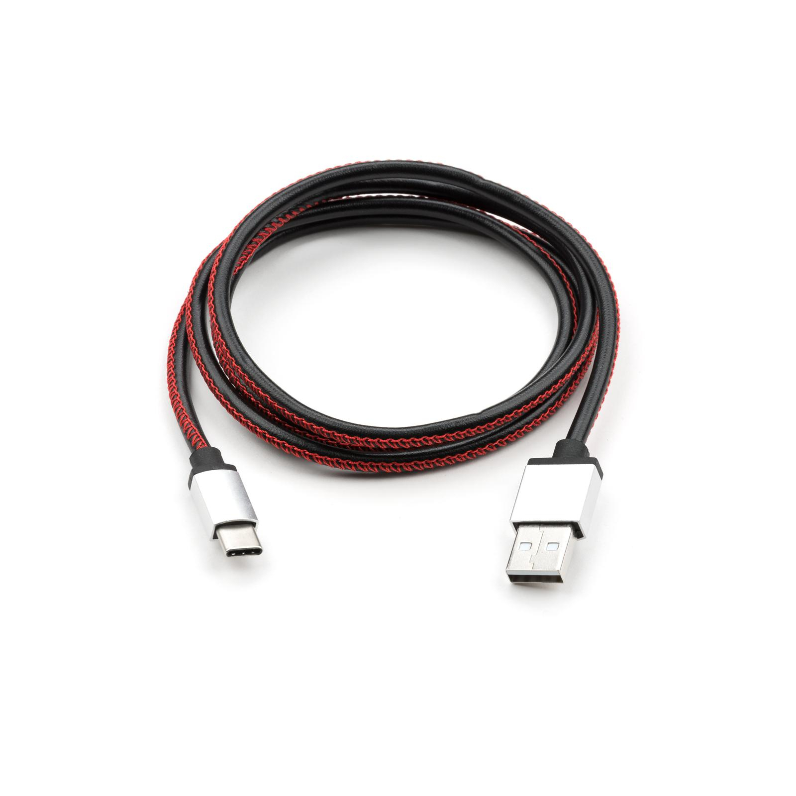 Дата кабель USB 2.0 AM to Type-C 1m pu leather black Vinga (VCPDCTCLS1BK) изображение 2
