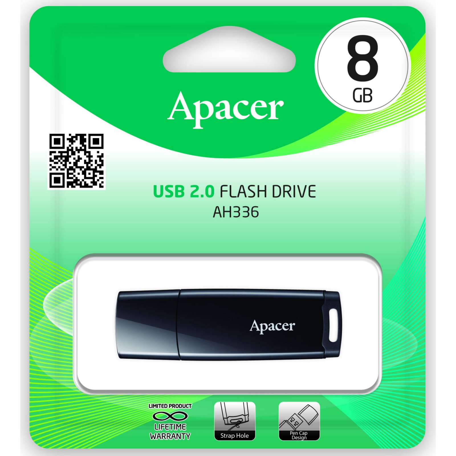 USB флеш накопитель Apacer 8GB AH336 Black USB 2.0 (AP8GAH336B-1) изображение 5