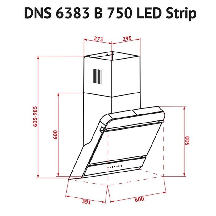 Витяжка кухонна Perfelli DNS 6383 B 750 BL LED Strip зображення 6