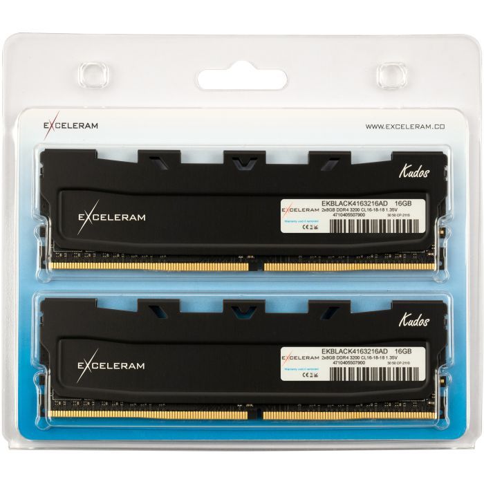 Модуль памяти для компьютера DDR4 16GB (2x8GB) 3200 MHz Kudos Black eXceleram (EKBLACK4163216AD) изображение 2