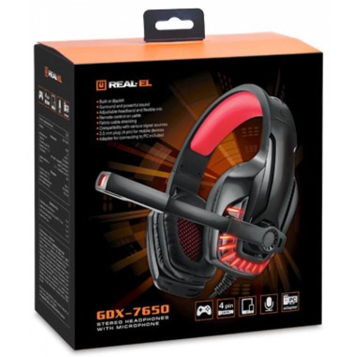Наушники REAL-EL GDX-7650 Black-Red изображение 11