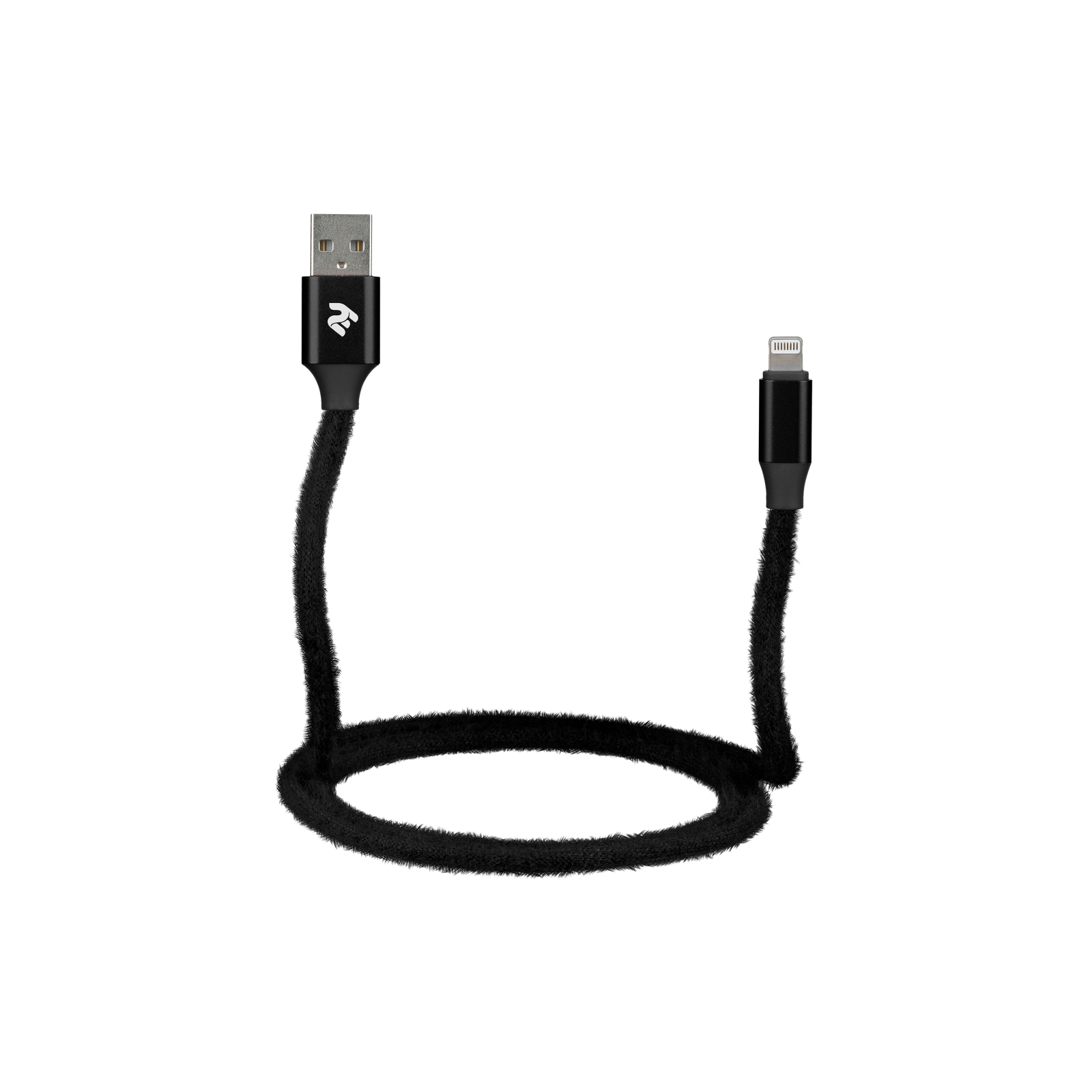 Дата кабель USB 2.0 AM to Lightning 1.0m Fur black 2E (2E-CCLAC-BLACK) зображення 3