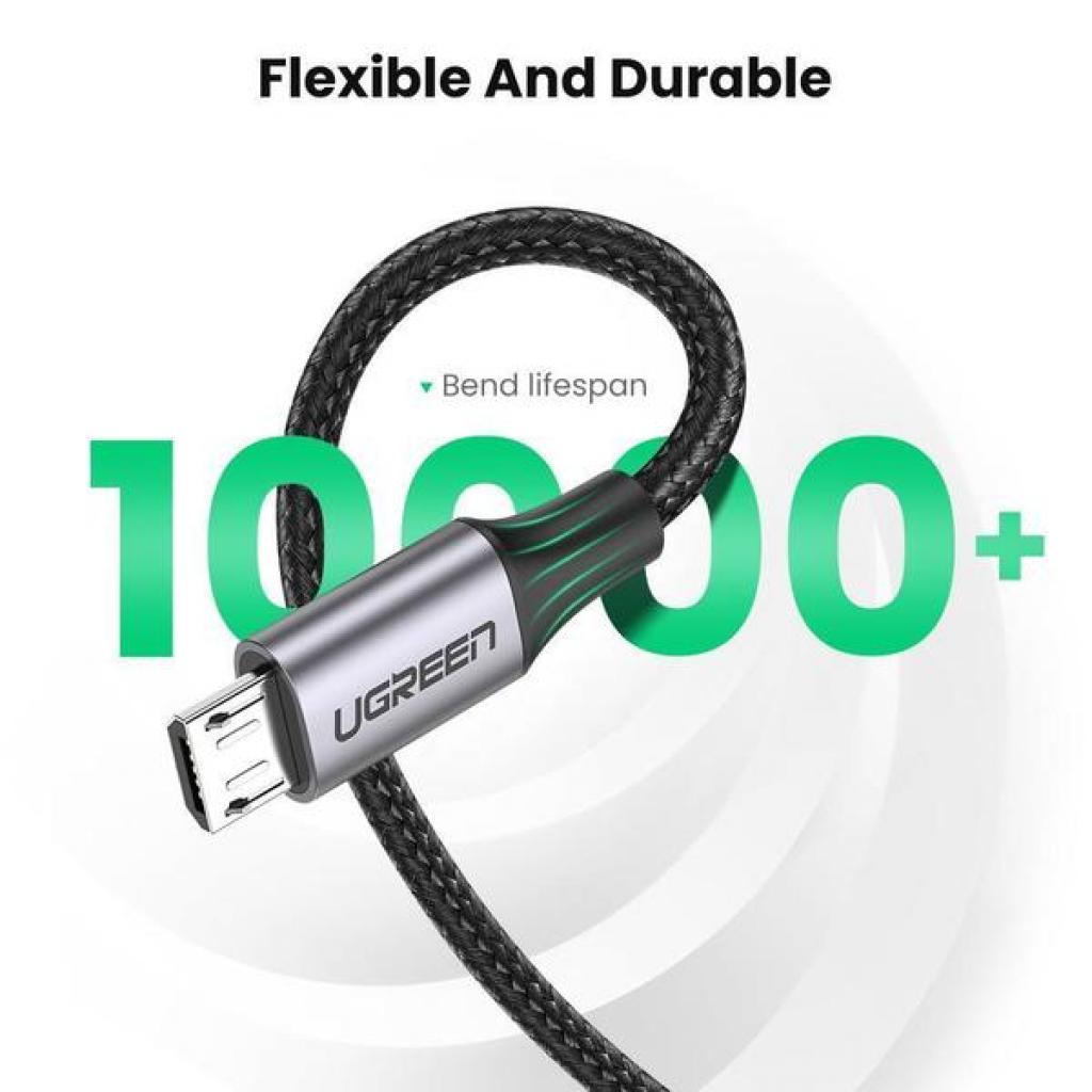 Дата кабель USB 2.0 AM to Micro 5P 1.0m US290 Aluminum Braid White Ugreen (60151) зображення 6