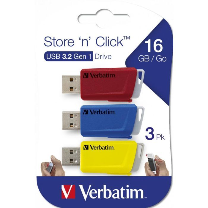USB флеш накопитель Verbatim 2x32GB Store 'n' Click Red/Blue USB 3.2 (49308) изображение 12
