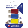 USB флеш накопитель Verbatim 3x16GB Store 'n' Click Red/Blue/Yellow USB 3.2 (49306) изображение 12