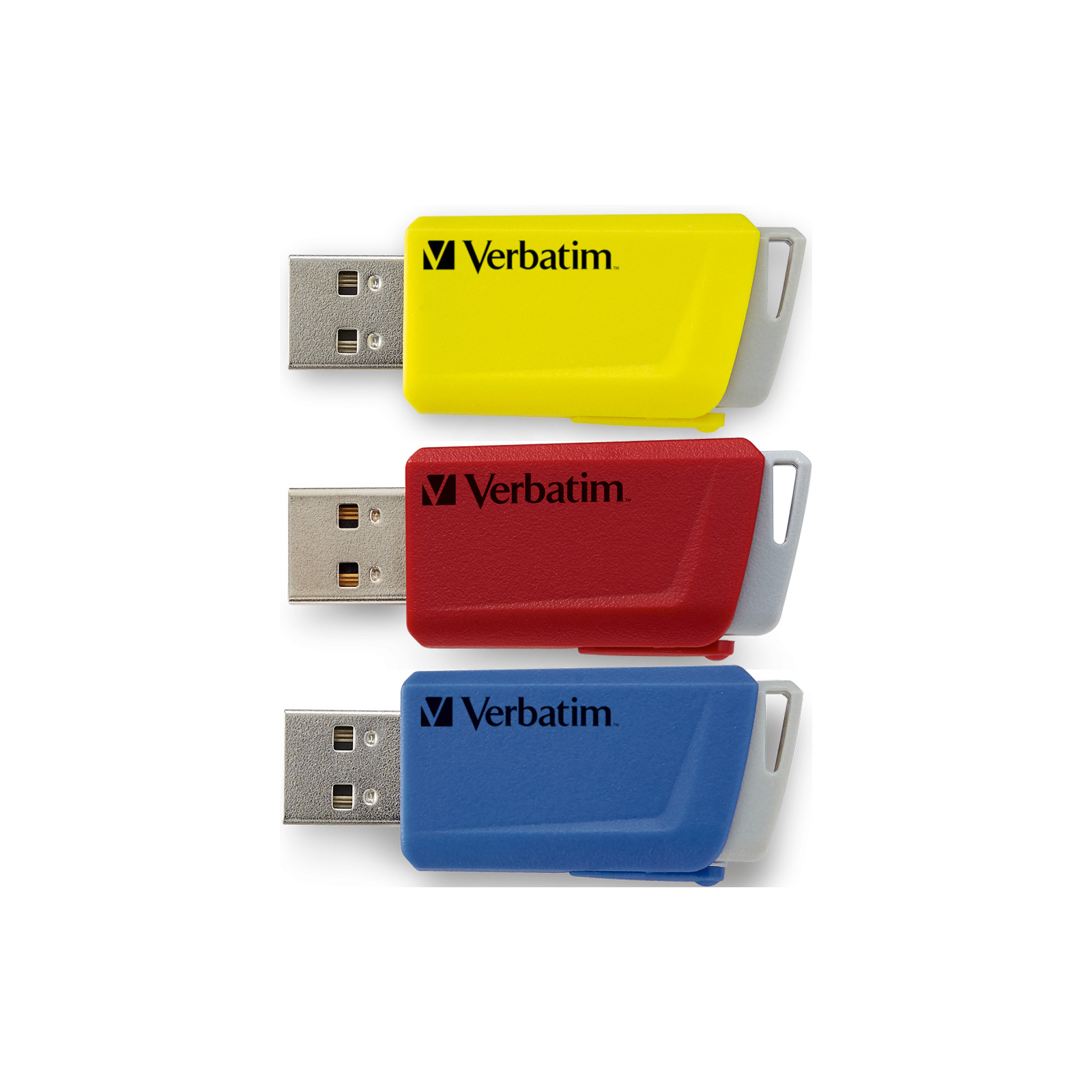 USB флеш накопитель Verbatim 3x16GB Store 'n' Click Red/Blue/Yellow USB 3.2 (49306)
