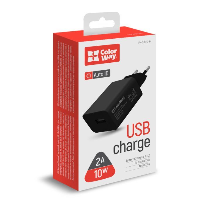 Зарядний пристрій ColorWay 1USB AUTO ID 2A (10W) black (CW-CHS012-BK) зображення 5