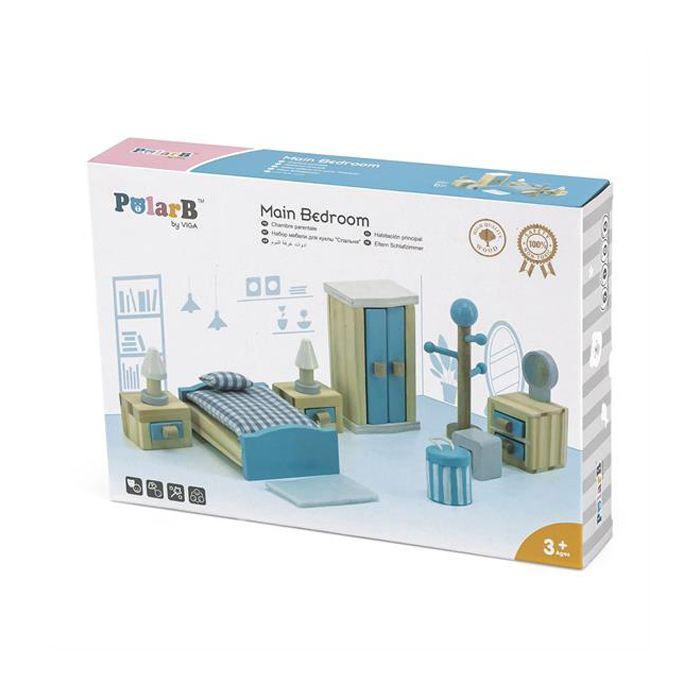 Ігровий набір Viga Toys Дерев'яні меблі для ляльок PolarB Спальня (44035) зображення 4