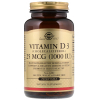 Вітамін Solgar Вітамін D3 1000 IU, 250 желатинових капсул (SOL-03341)