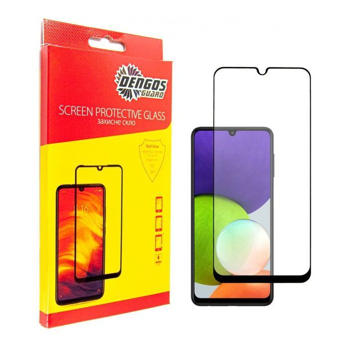 Скло захисне Dengos Full Glue Samsung Galaxy A22 (black) (TGFG-180)