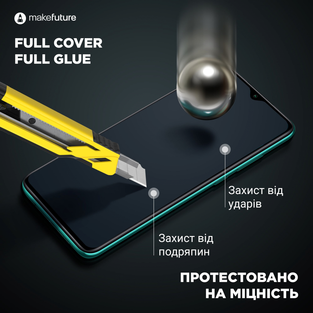Скло захисне MakeFuture Samsung M12 Full Cover Full Glue (MGF-SM12) зображення 5