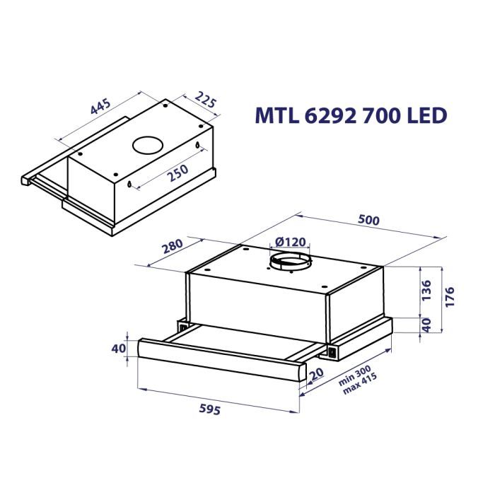 Витяжка кухонна Minola MTL 6292 WH 700 LED зображення 11