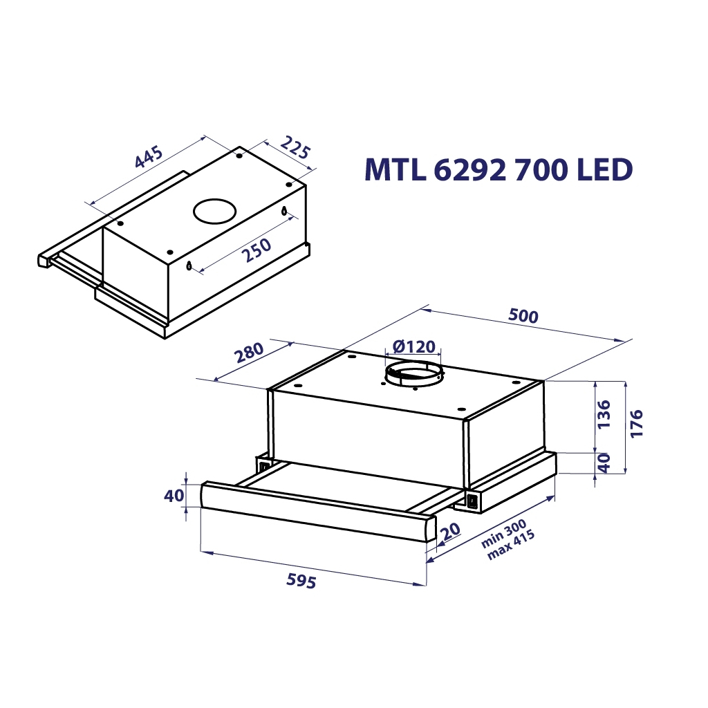 Витяжка кухонна Minola MTL 6292 WH 700 LED зображення 11
