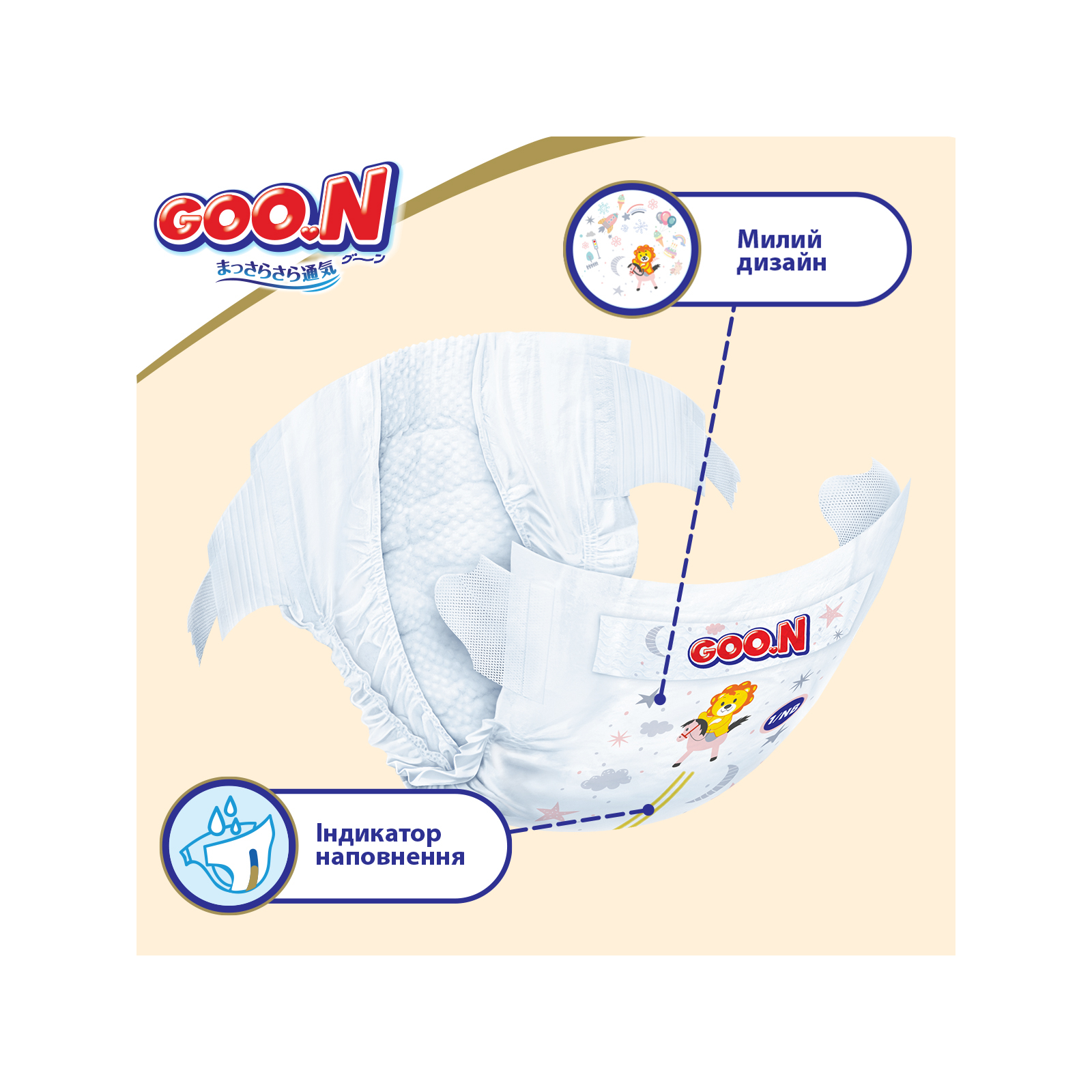 Підгузки GOO.N Premium Soft Newborn до 5 кг розмір SS на липучках 72 шт (863222) зображення 8