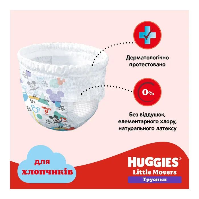 Подгузники Huggies Little Movers/Pants 5 (12-17 кг) для мальчиков 96 шт (5029054568163) изображение 10