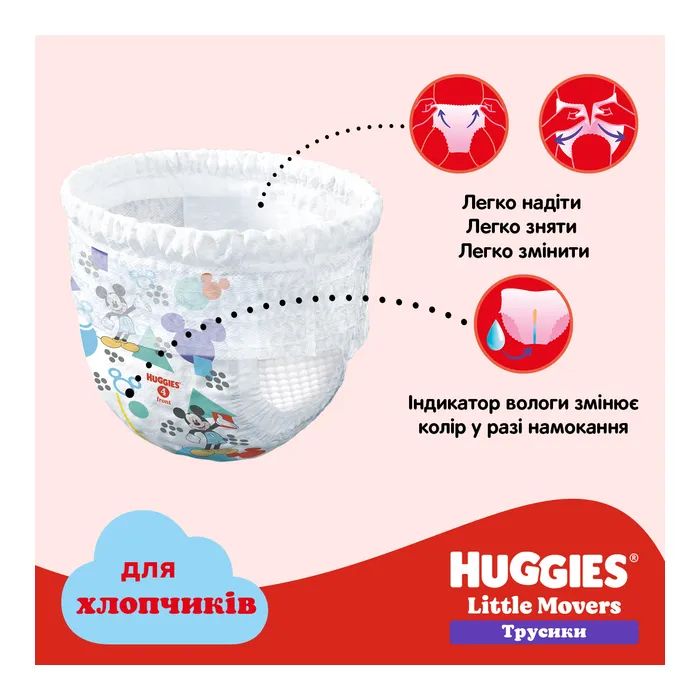 Подгузники Huggies Little Movers/Pants 5 (12-17 кг) для мальчиков 96 шт (5029054568163) изображение 11