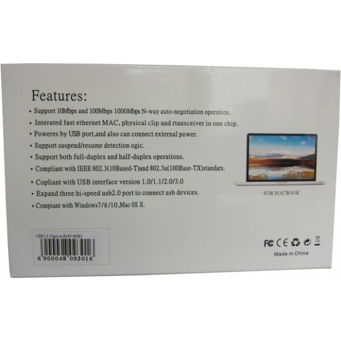 Концентратор Dynamode USB 3.0 Type-A - RJ45 Gigabit Lan, 3*USB 3.0 (USB3.0-Type-A-RJ45-HUB3) зображення 5