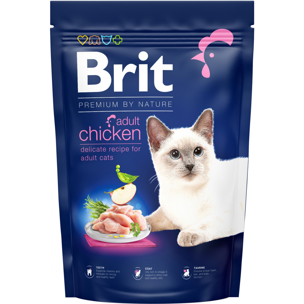 Сухой корм для кошек Brit Premium by Nature Cat Adult Chicken 1.5 кг (8595602553129)