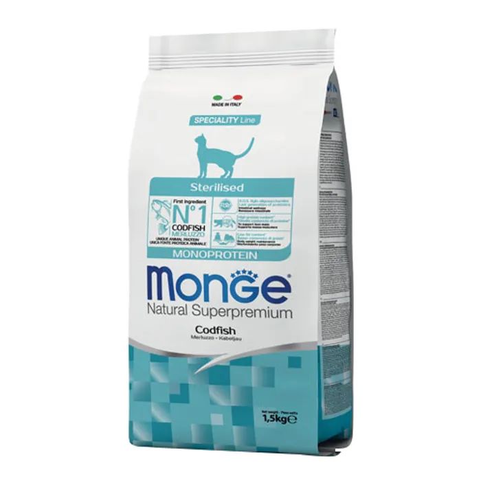 Сухой корм для кошек Monge Cat Sterilised с треской 1.5 кг (8009470005531)