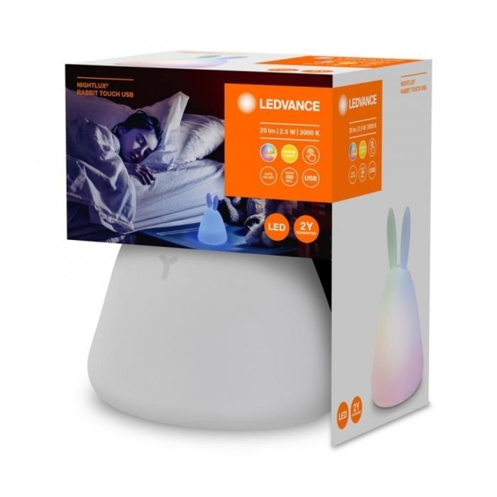 Ночник LEDVANCE NIGHTLUX TOUCH LED 2,5W Rabbit, micro-USB, RGBW (4058075602113) изображение 2